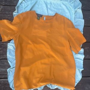 100% Silk Orange Quarter-Sleeve size 12 women’s blouse